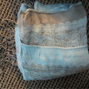 Blue and Gray Patterned Scarf